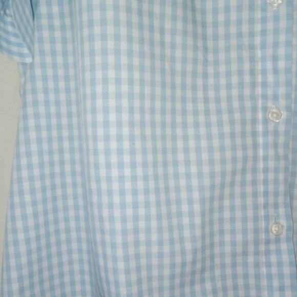 Who What Wear Blue White Gingham Checkered Ruffles Short Sleeve Blouse NWT XXL - Picture 3 of 4
